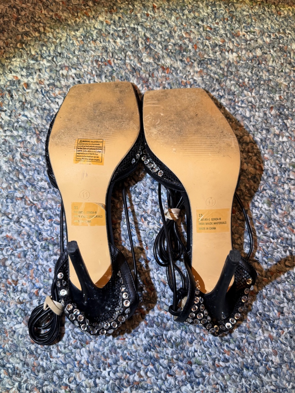 Women’s size 11 fashion nova 4.5” high heels square toe bedazzled strappy - Picture 6 of 11